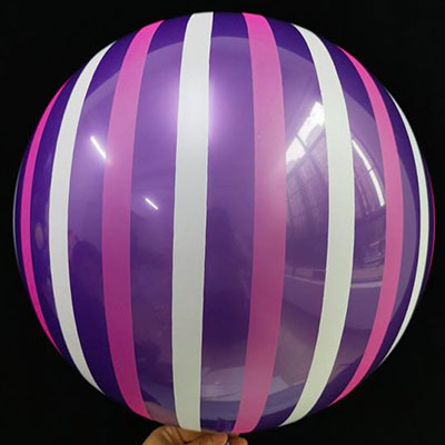 Pallone Bubble Art 18 pollici/45 cm viola con anelli bianchi e rosa