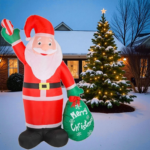 MorTime Babbo Natale Gonfiabile 2.4m Con Cartello E Luci LED - Decorazione Natalizia Da Esterno, Impermeabile