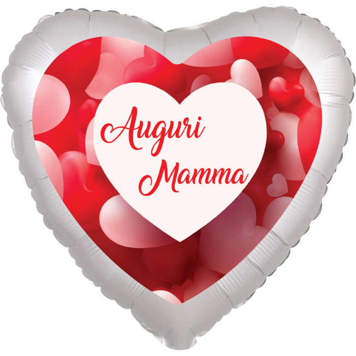 Pallone Mylar Cuore 18 Pollici 46 Cm Auguri Mamma