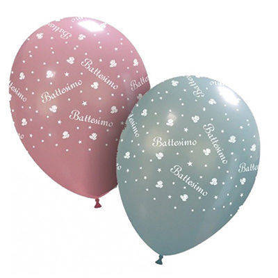 DPKOW 28 Pezzi Palloncini Battesimo Bimbo, Decorazioni in Lattice Bianco e Blu per Il Mio Battesimo, Nascita e Comunione