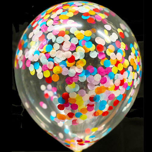 Palloncini trasparenti 12 pollici con konfetti balloons colori assortiti in  carta all'interno. Busta da 25 Pz.