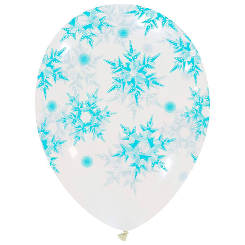 Palloncini trasparenti stampa sul globo Fiocco di Neve busta da 50 Pz.
