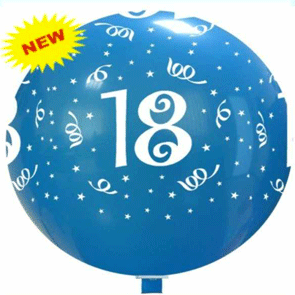 BUON COMPLEANNO 18 ANNI STAMPA GLOBO Palloncini Newballoonstore Milano -  Vendita palloncini - Palloncini pubblicitari - Articoli Party - Gas elio -  Palloni giganti - Dirigibili - Mongolfiere - Allestimenti con palloncini 