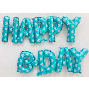Pallone mylar scritta "HAPPY B-DAY" azzurra
