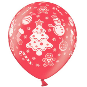 Palloncini metallizzati assortiti stampa sul globo "Temi Natale" busta da 50 Pz.