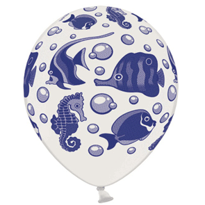 Palloncini metallizzati con stampa sul globo "Pesci Tropicali". Busta da 50 Pz.