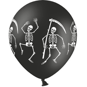 Palloncini neri stampa 4 lati scheletro. Busta da 50 Pz.